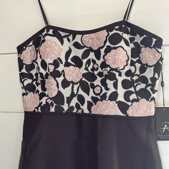 ADRIANNA PAPELL SEMI SWEETHEART ZIPPER BACK EMBELLISHED BODICE JACQUARD SZ 6 - Picture 9 of 12